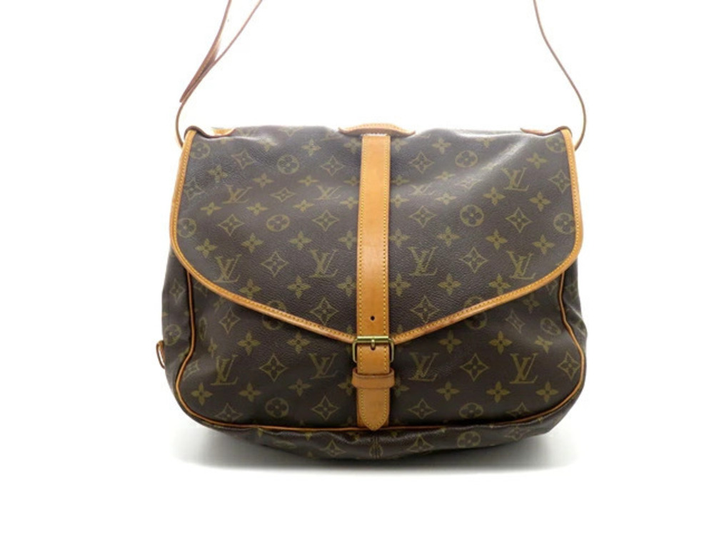 LOUIS VUITTON Saumur Monogram Shoulder Bag Canvas Brown